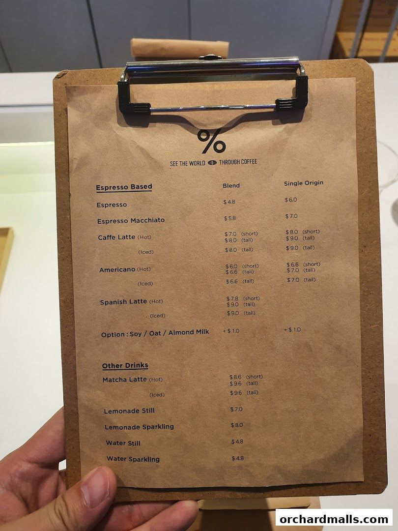 Menu page for  Arabica Singapore 313Somerset