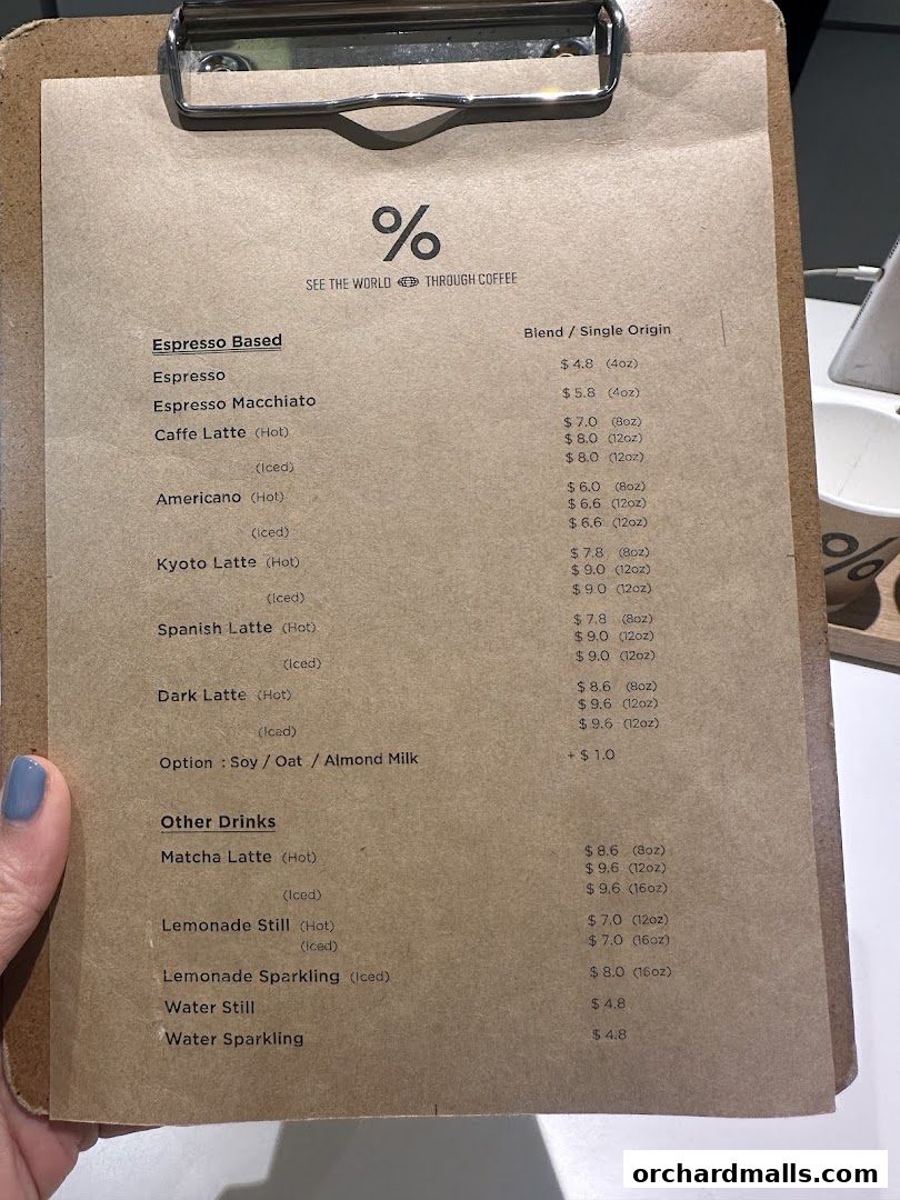 Menu page for  Arabica Singapore 313Somerset