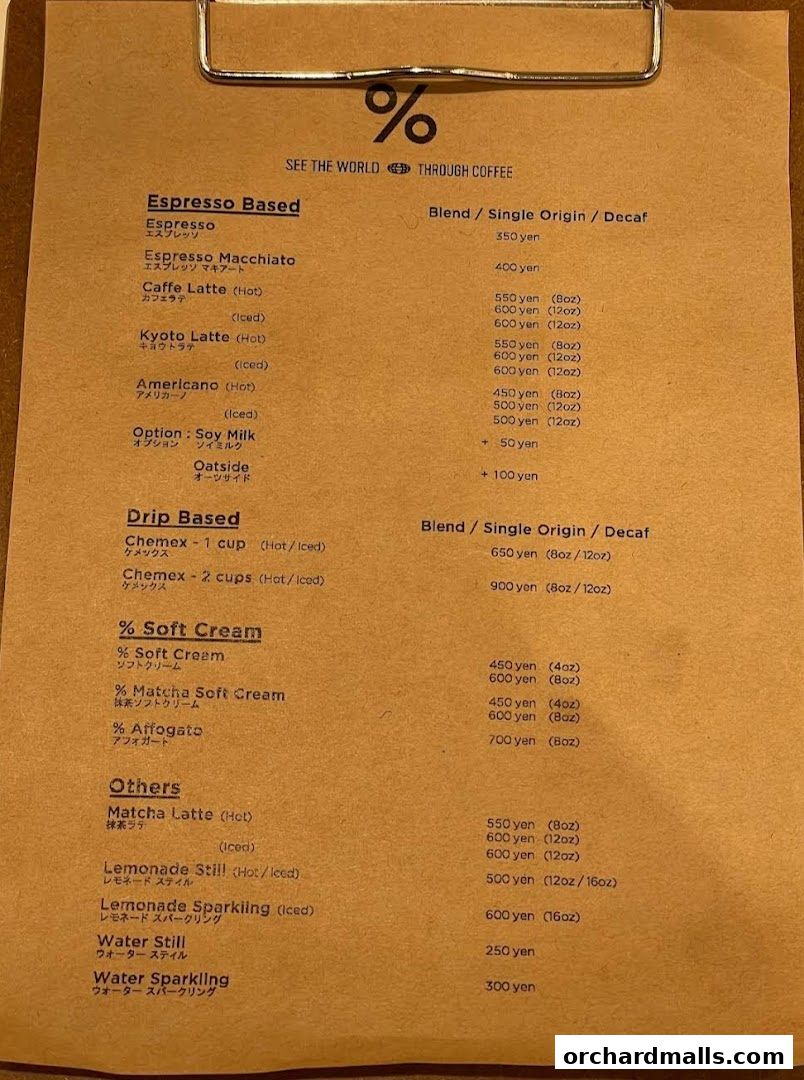 Menu page for  Arabica Singapore 313Somerset