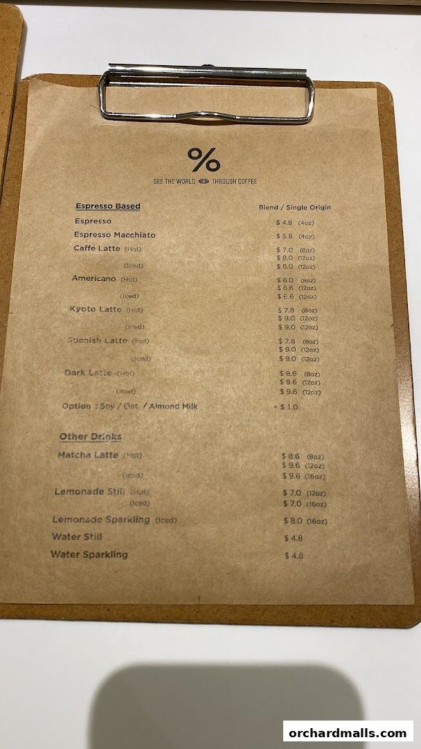 Menu page for  Arabica Singapore 313Somerset