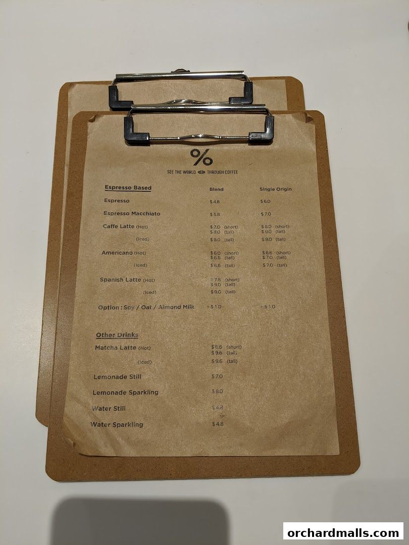 Menu page for  Arabica Singapore 313Somerset