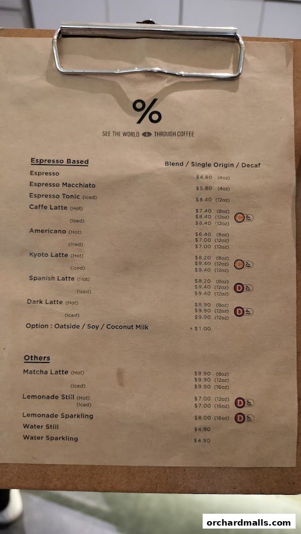Menu page for  Arabica Singapore 313Somerset