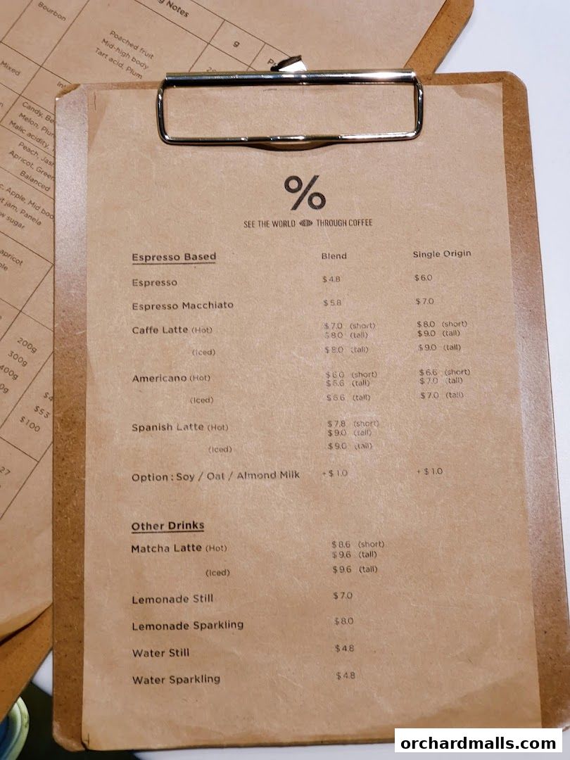 Menu page for  Arabica Singapore 313Somerset