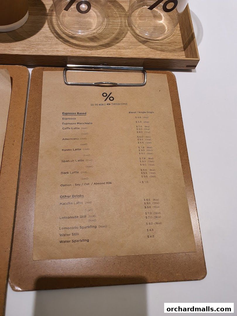 Menu page for  Arabica Singapore 313Somerset