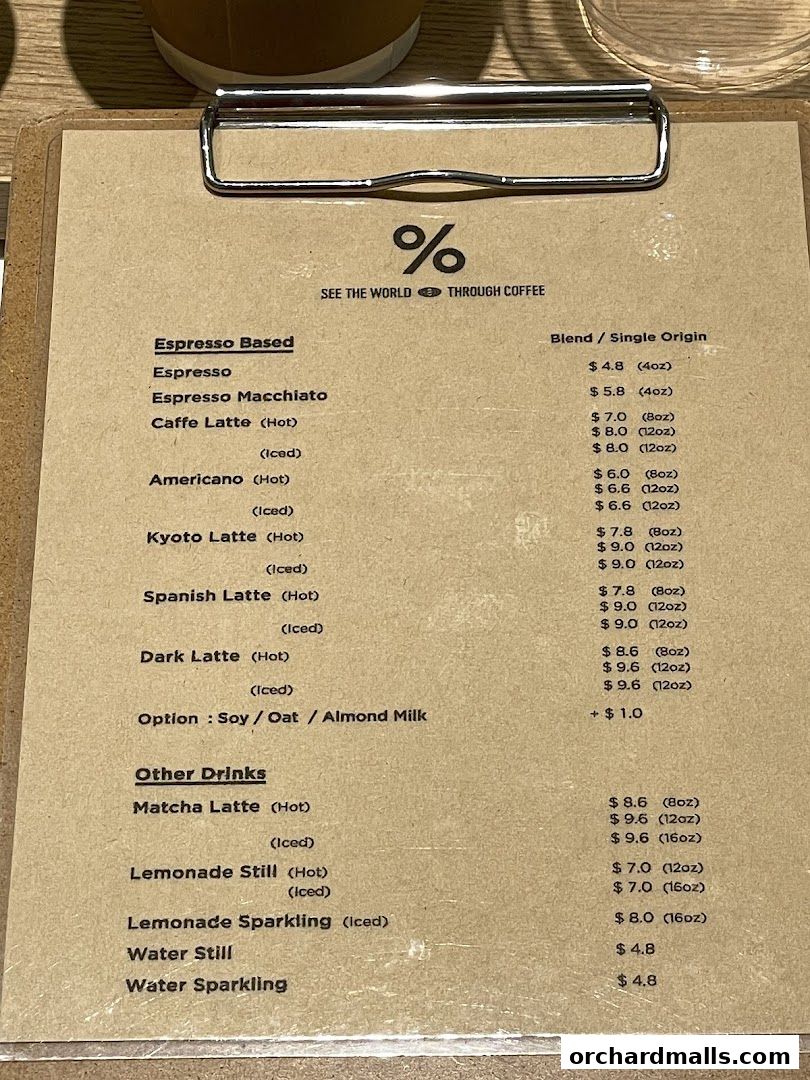 Menu page for  Arabica Singapore 313Somerset