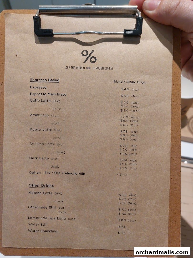 Menu page for  Arabica Singapore 313Somerset