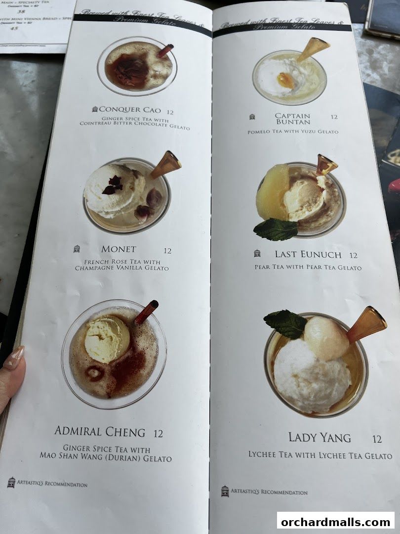 Menu page for Arteastiq  Mandarin Gallery