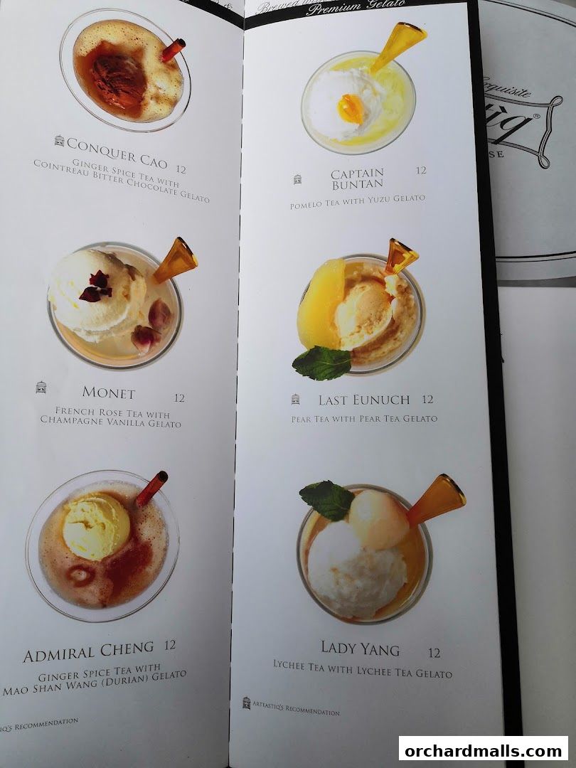 Menu page for Arteastiq  Mandarin Gallery