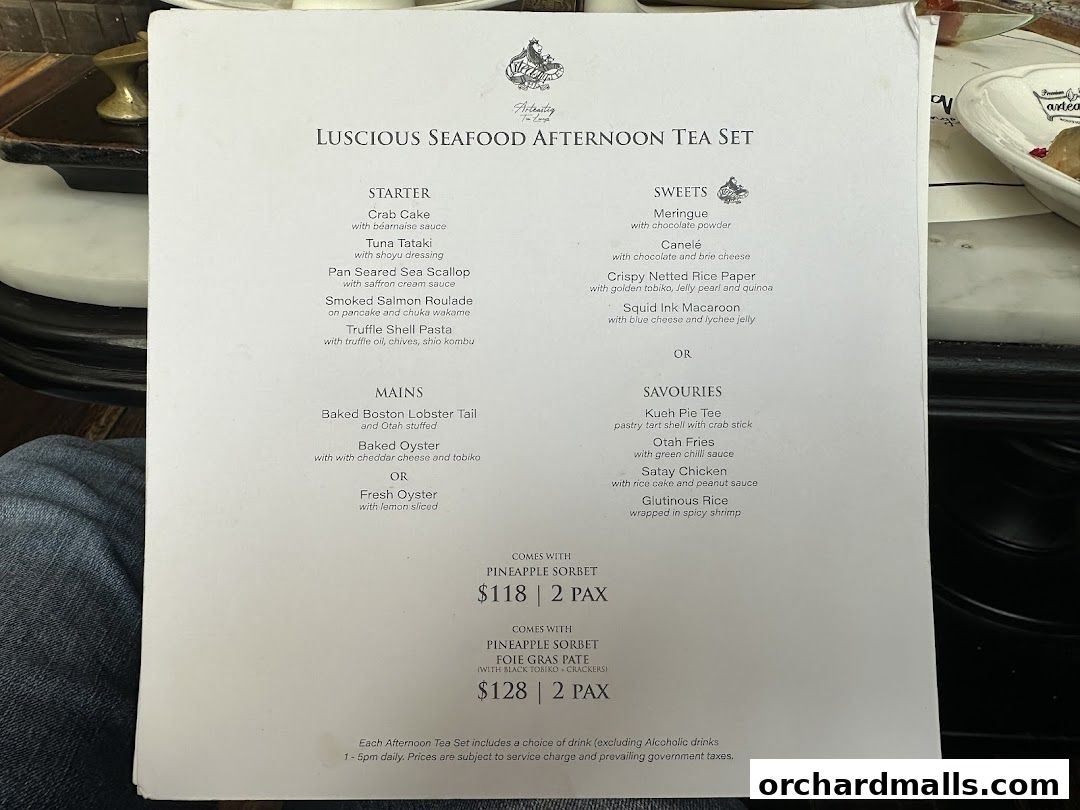 Menu page for Arteastiq  Mandarin Gallery