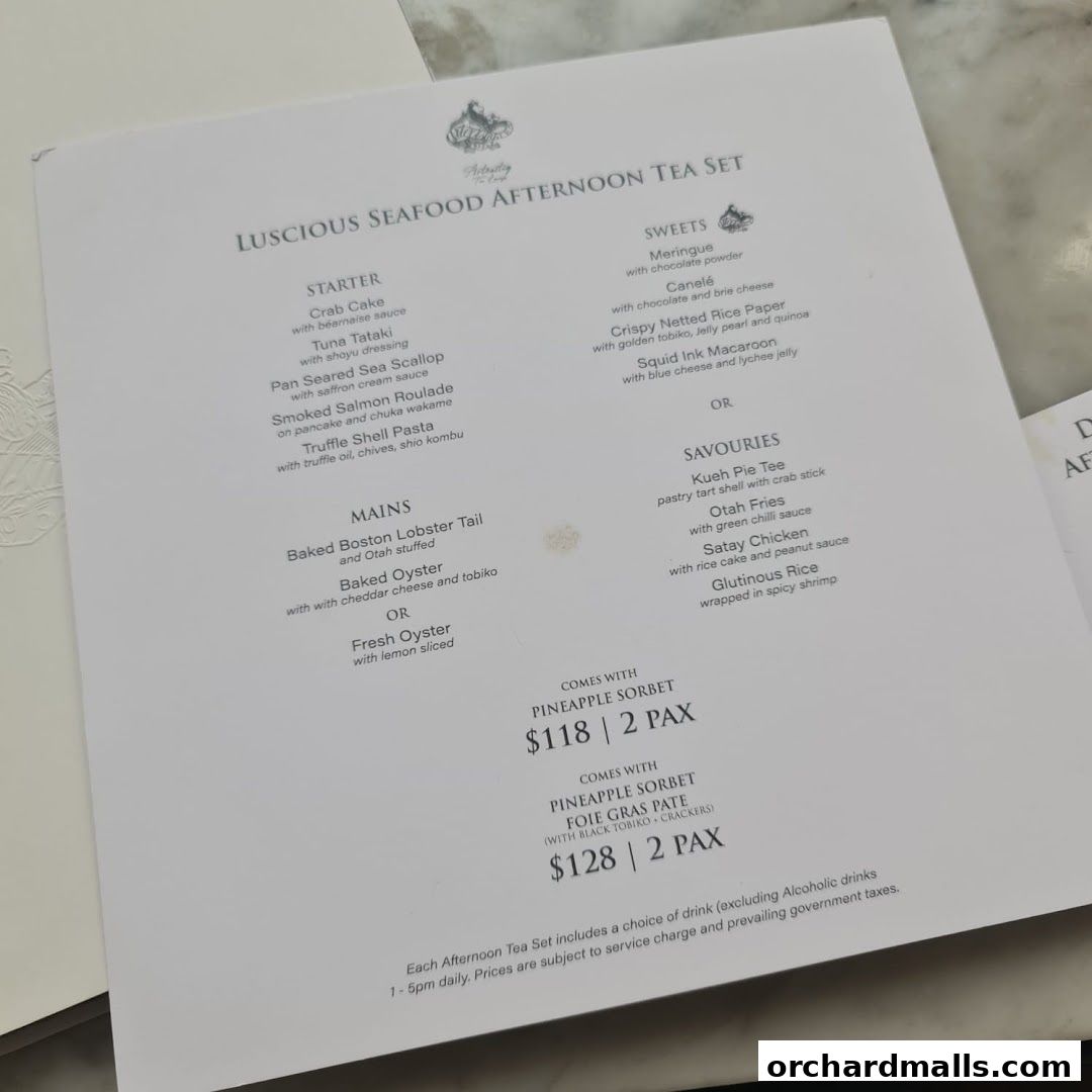 Menu page for Arteastiq  Mandarin Gallery