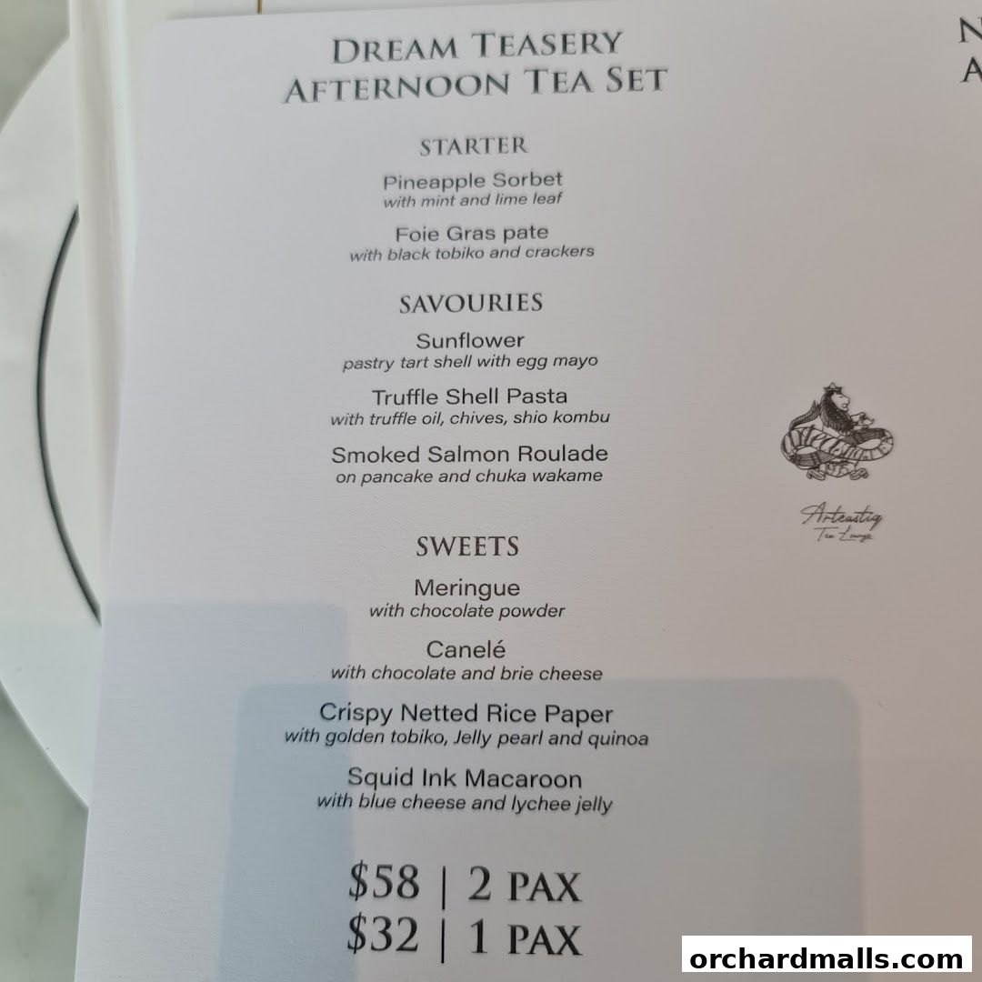 Menu page for Arteastiq  Mandarin Gallery