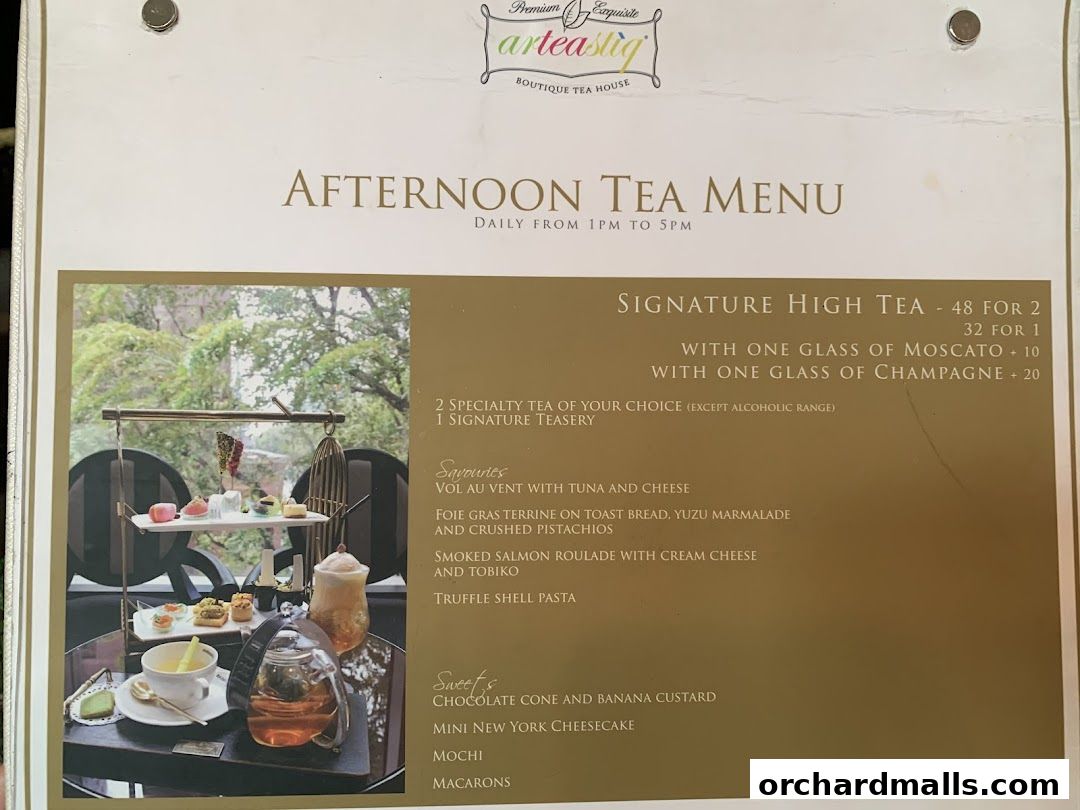 Menu page for Arteastiq  Mandarin Gallery