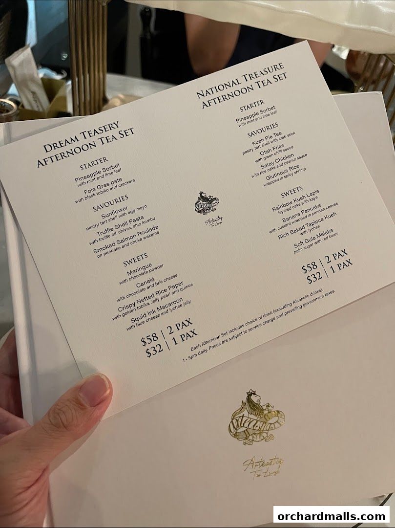 Menu page for Arteastiq  Mandarin Gallery