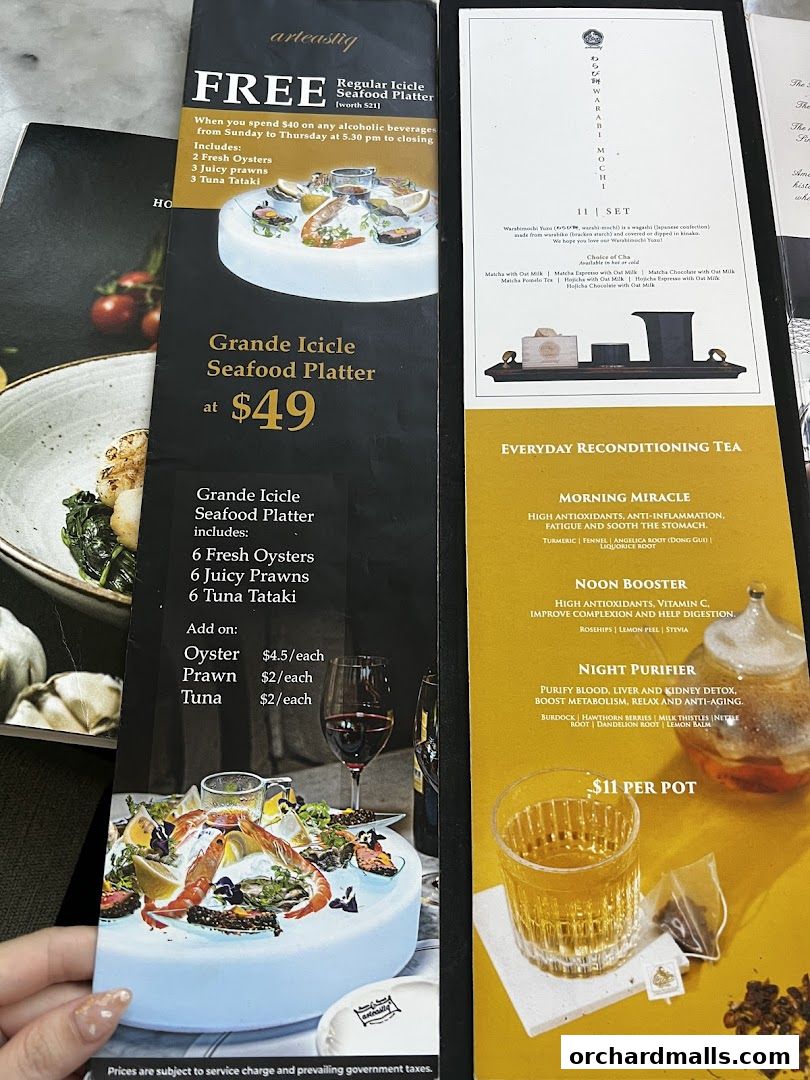 Menu page for Arteastiq  Mandarin Gallery