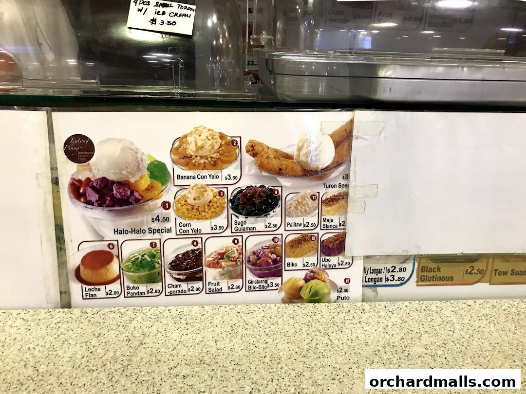 Menu page for Asian Food Mall