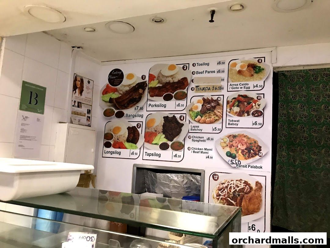 Menu page for Asian Food Mall