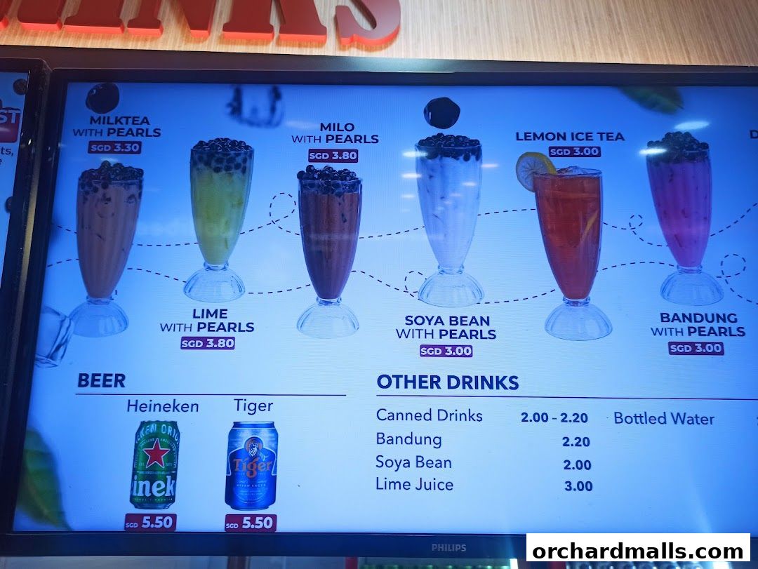 Menu page for Asian Food Mall