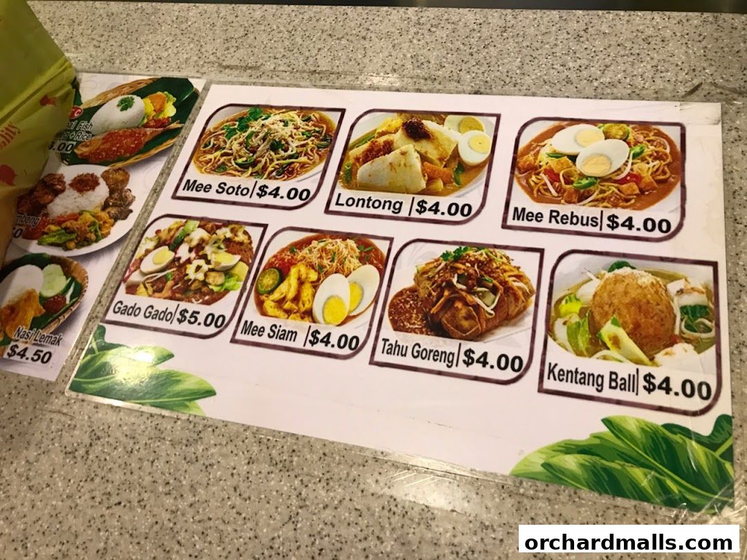 Menu page for Asian Food Mall