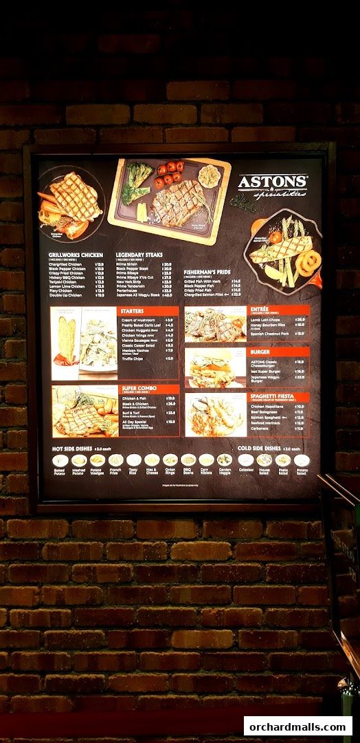 Menu page for ASTONS Steak  Salad  The CentrePoint