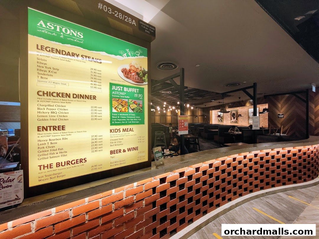 Menu page for ASTONS Steak  Salad  The CentrePoint