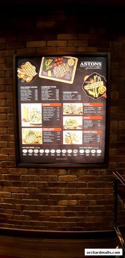 Menu page for ASTONS Steak  Salad  The CentrePoint