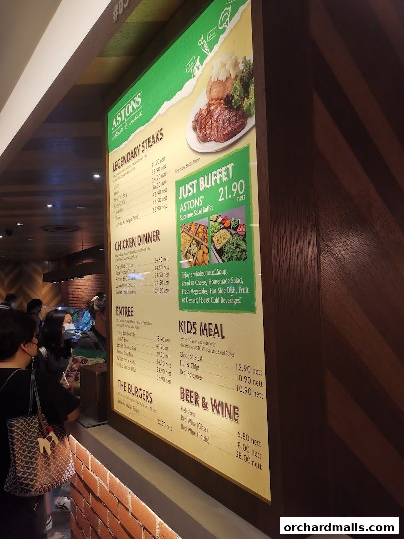 Menu page for ASTONS Steak  Salad  The CentrePoint