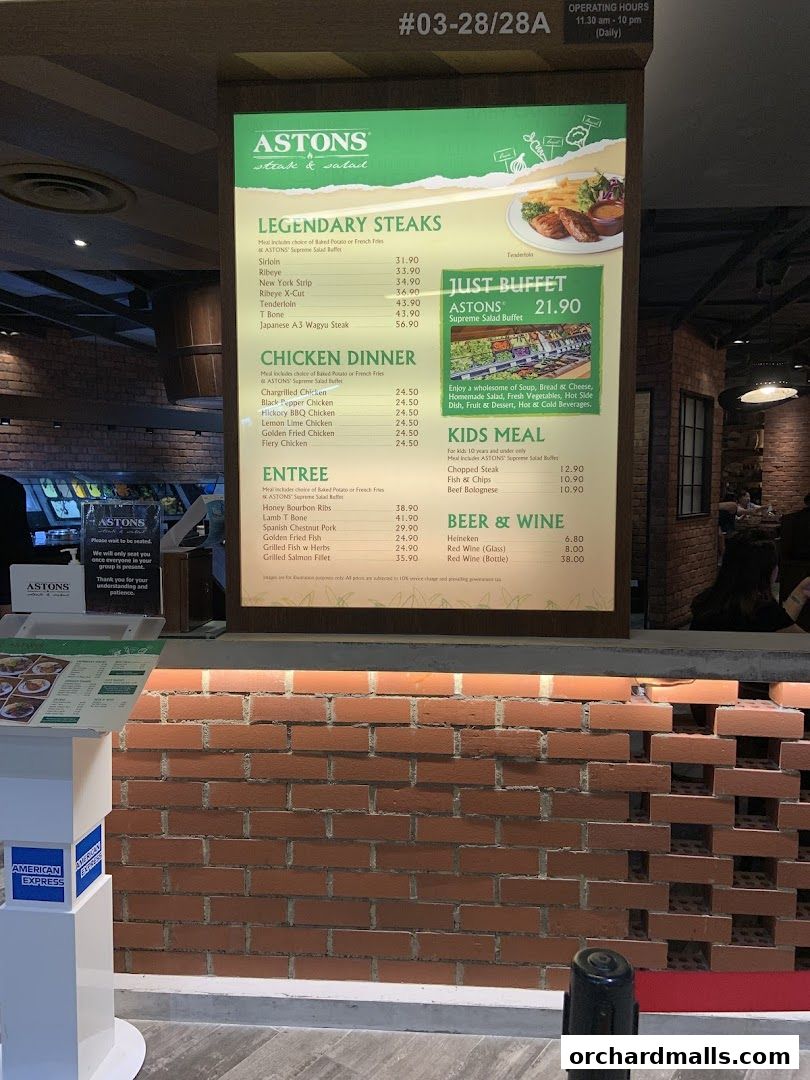 Menu page for ASTONS Steak  Salad  The CentrePoint