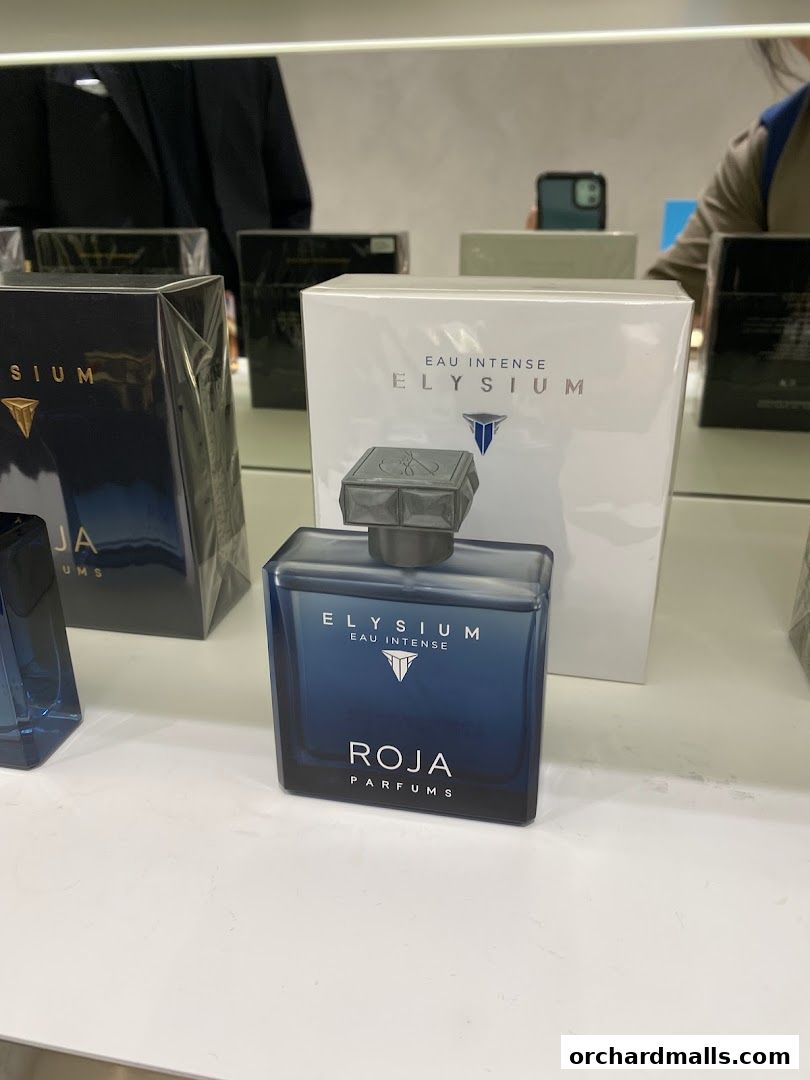 Display of luxury perfumes from Atelier Cologne, Ex Nihilo, Parfums De Marly Paris, and Roja.