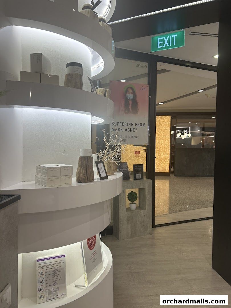 Interior view of AURRA by Jet Concepts, showcasing products and promotional materials.