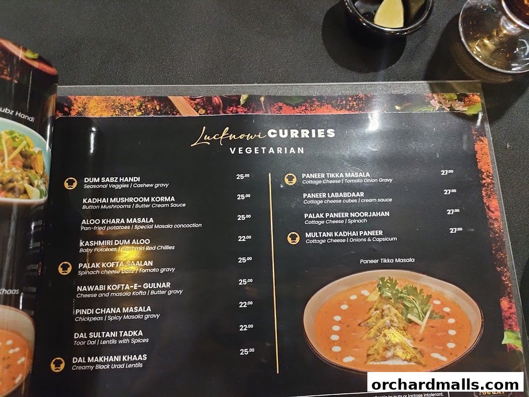 Menu page for 𝗔𝗪𝗔𝗗𝗛  Royal Indian Dining  Lounge