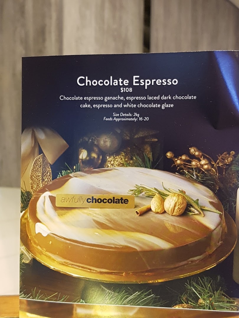 Menu page for Awfully Chocolate ION Orchard  Bakery, Cake Shop  Birthday Cakes