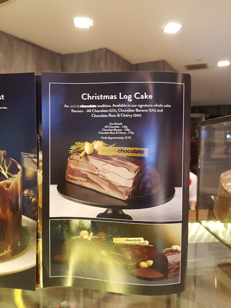 Menu page for Awfully Chocolate ION Orchard  Bakery, Cake Shop  Birthday Cakes