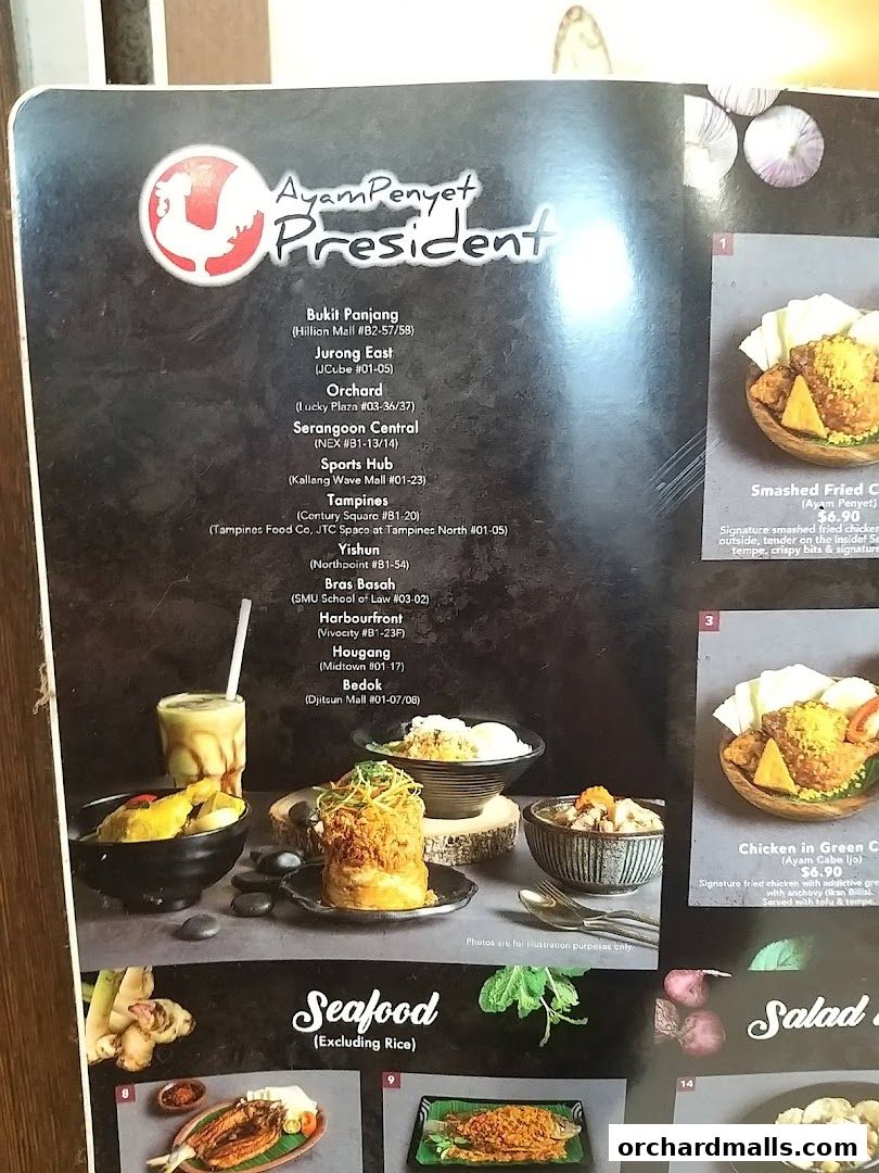 Menu page for Ayam Penyet Ria - Lucky Plaza