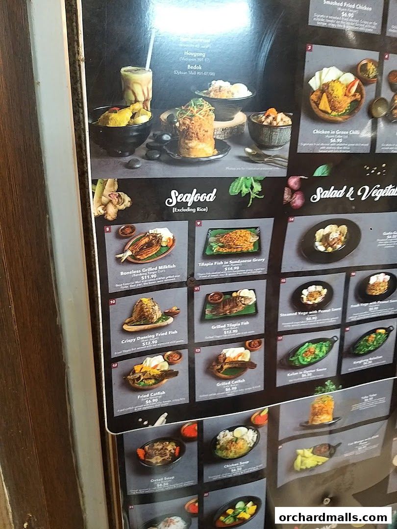 Menu page for Ayam Penyet Ria - Lucky Plaza