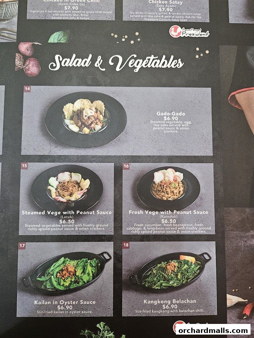 Menu page for Ayam Penyet Ria - Lucky Plaza