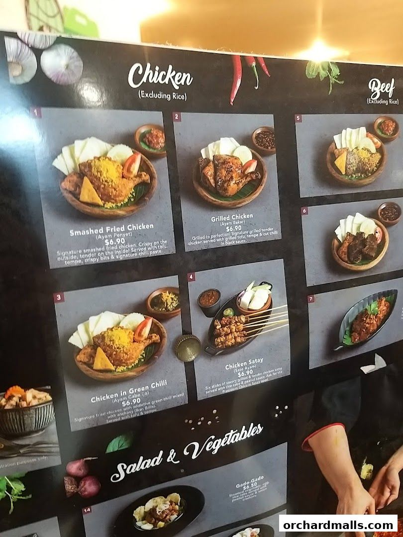 Menu page for Ayam Penyet Ria - Lucky Plaza