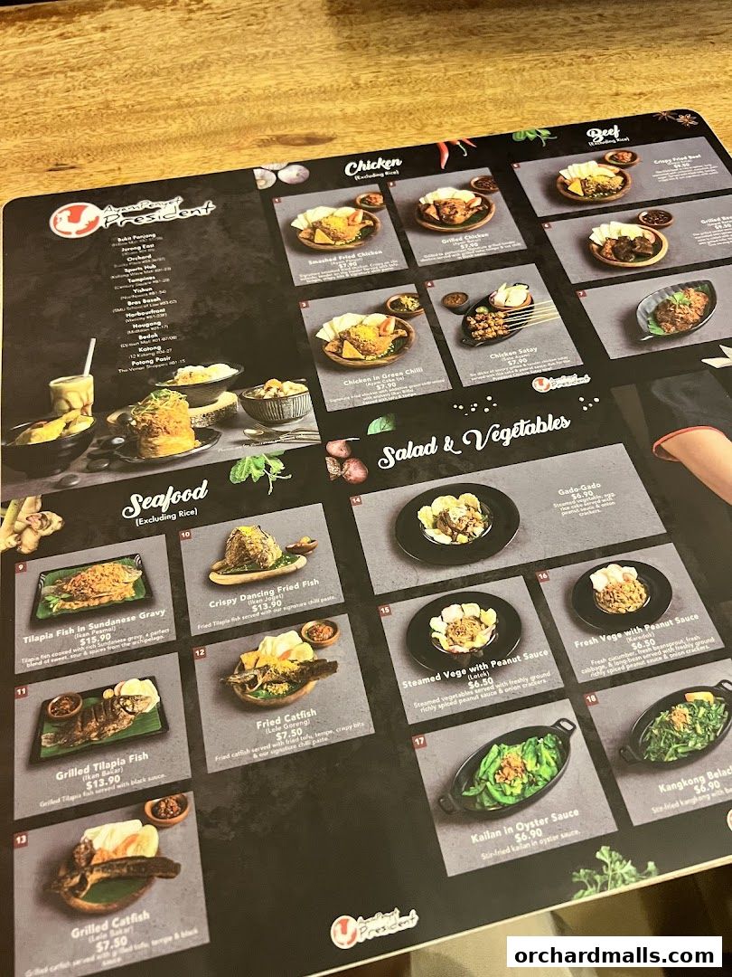 Menu page for Ayam Penyet Ria - Lucky Plaza