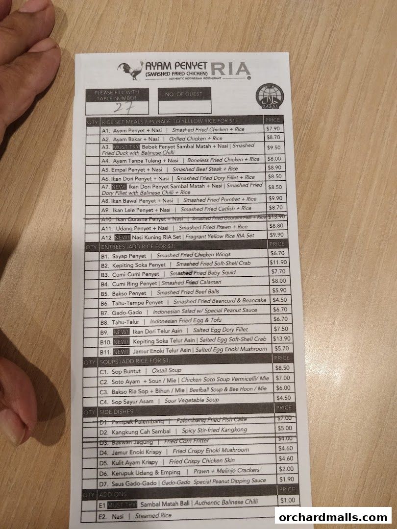 Ayam Penyet Ria - Lucky Plaza