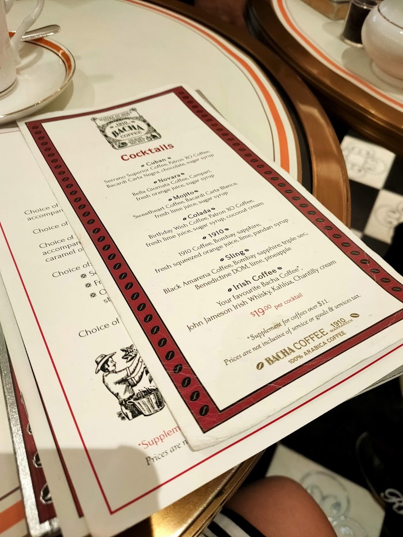 Menu page for Bacha Coffee ION Orchard