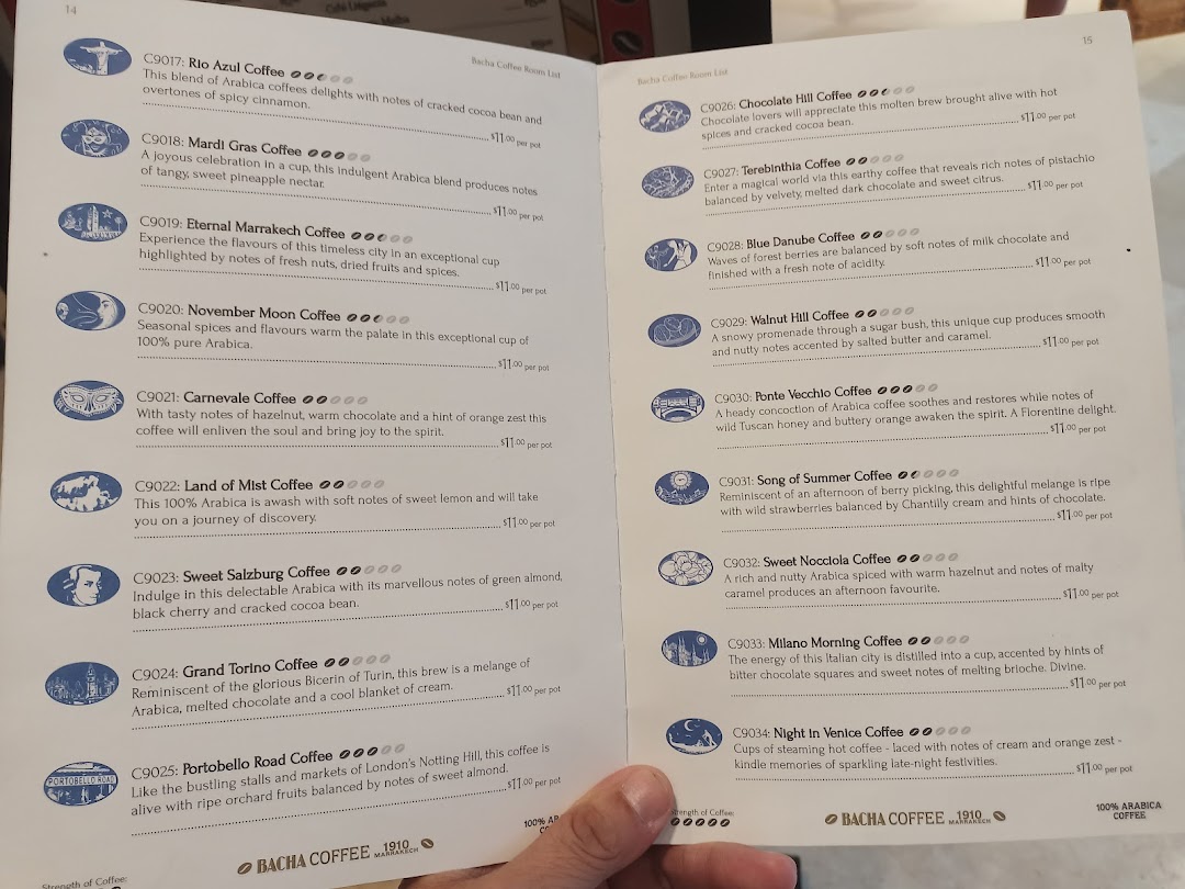 Menu page for Bacha Coffee ION Orchard