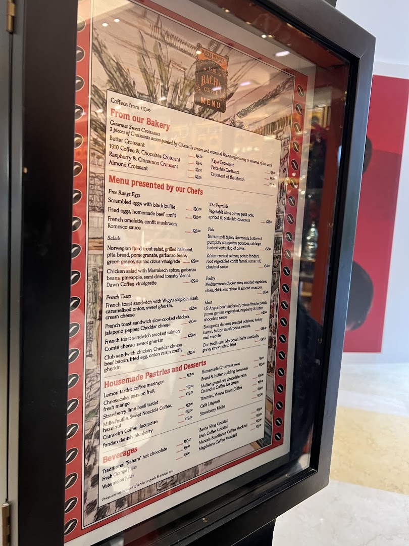 Menu page for Bacha Coffee ION Orchard