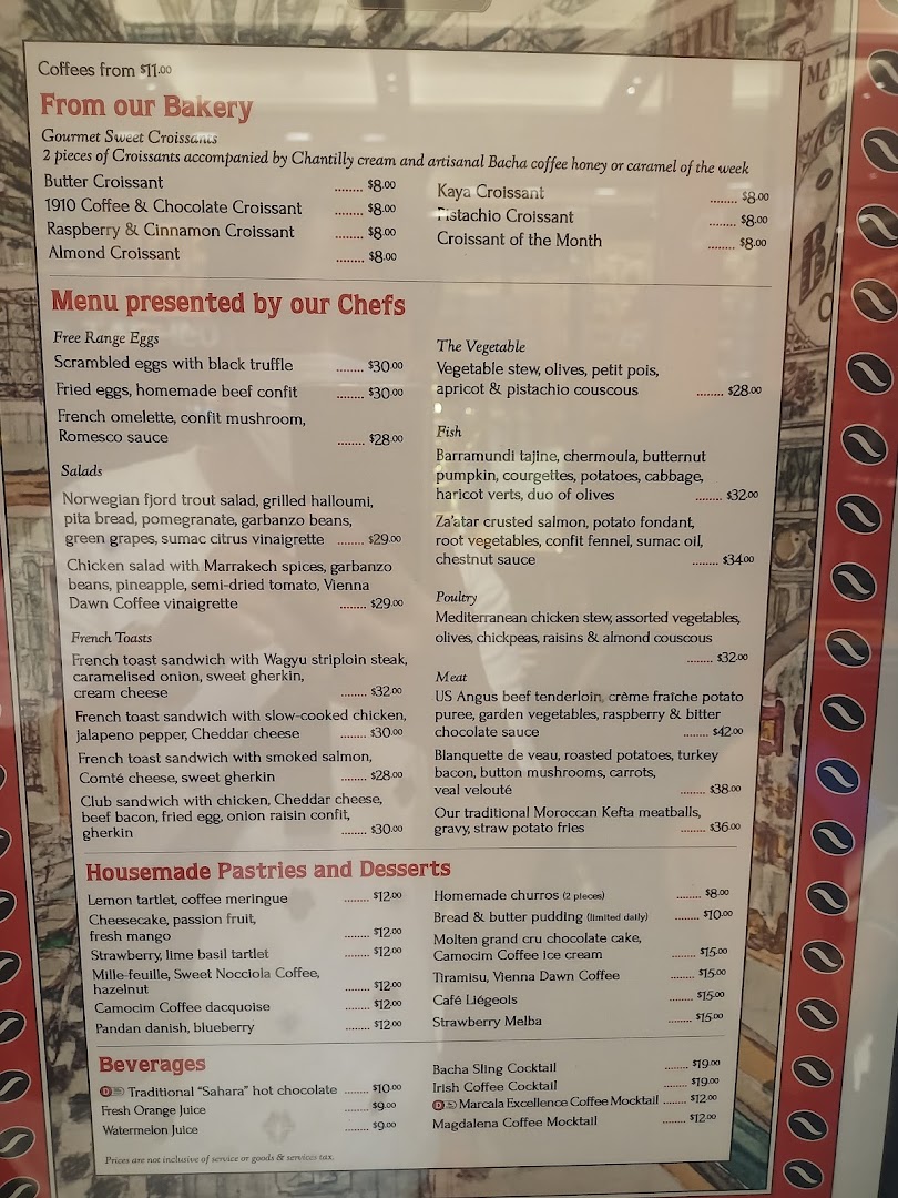 Menu page for Bacha Coffee ION Orchard