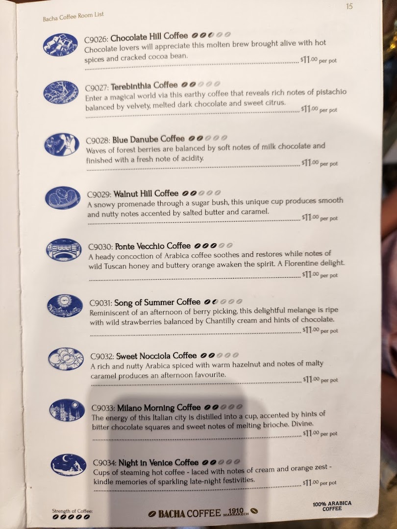 Menu page for Bacha Coffee ION Orchard