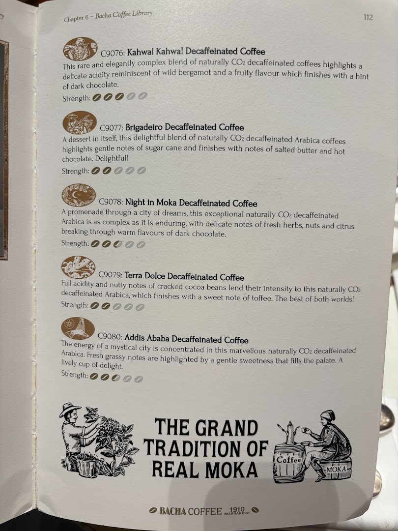 Menu page for Bacha Coffee ION Orchard