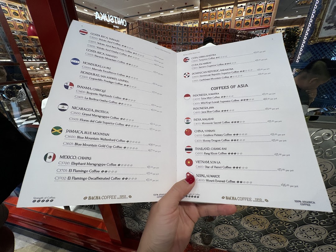 Menu page for Bacha Coffee ION Orchard