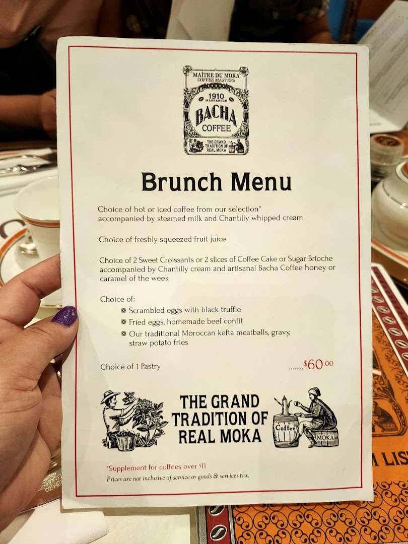 Menu page for Bacha Coffee ION Orchard