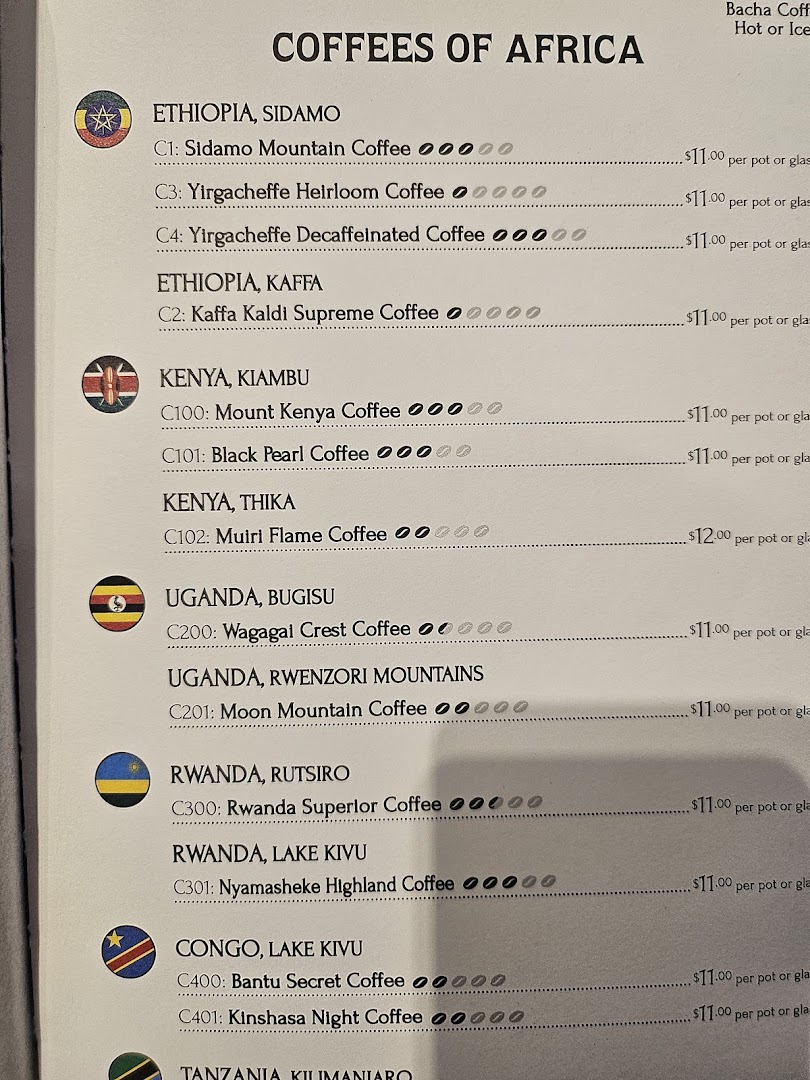 Menu page for Bacha Coffee ION Orchard