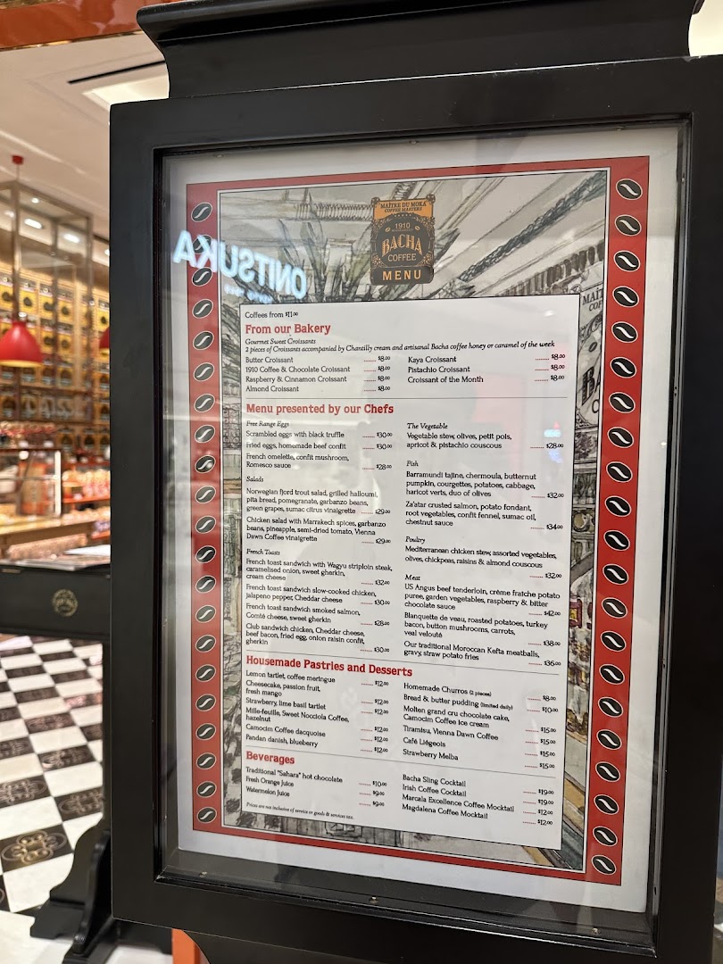 Menu page for Bacha Coffee ION Orchard