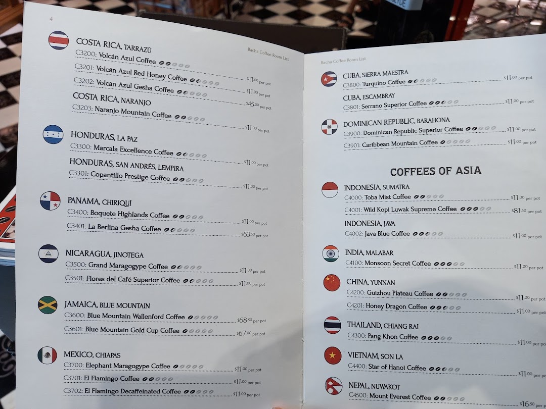 Menu page for Bacha Coffee ION Orchard