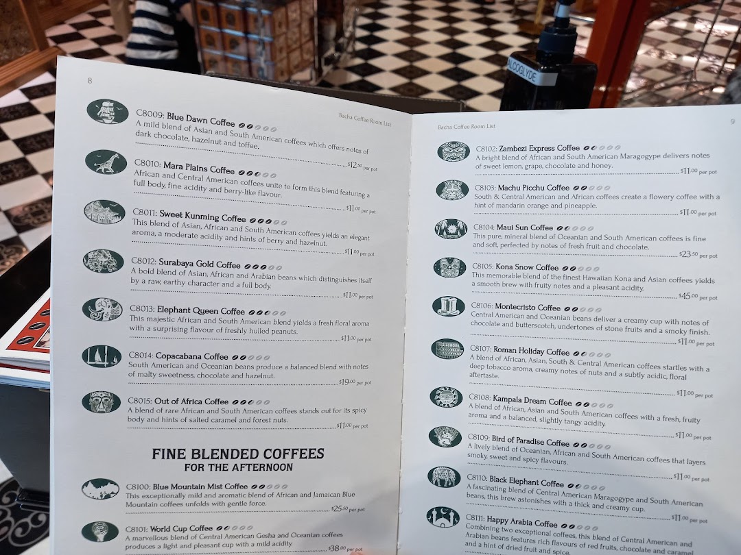 Menu page for Bacha Coffee ION Orchard